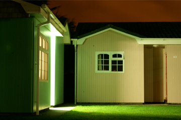 Light streaming out of a motel doorway